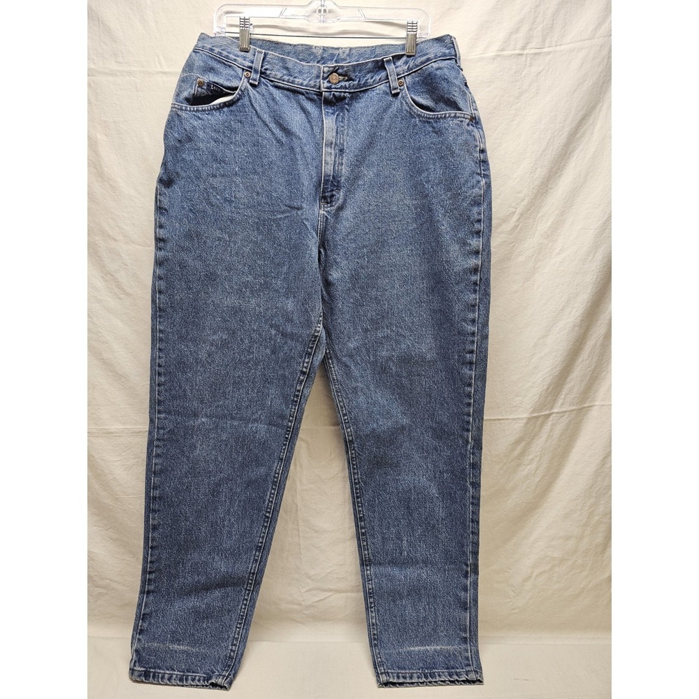 Vintage Lee Mom Jeans Womens 18 M Medium Wash Blue USA Made High Rise 31" Inseam